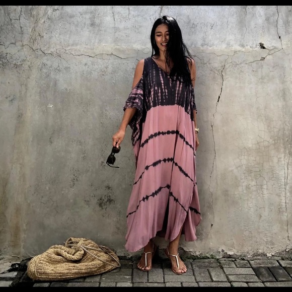 SOLD OUT Tie Dye Cold Shoulder Coverup Maxi Dress - Picture 8 of 8